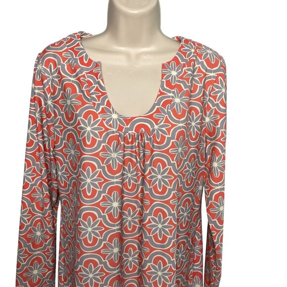 Aryeh Womens Floral Dress Long Sleeve Size Medium Scoop Neck Gray Pink C - Picture 2 of 12